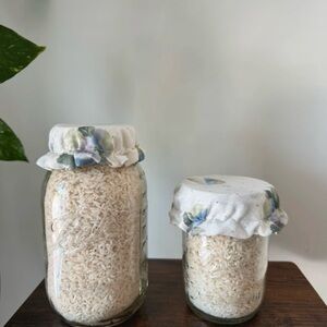 Floral Fabric-Covered Glass Jars